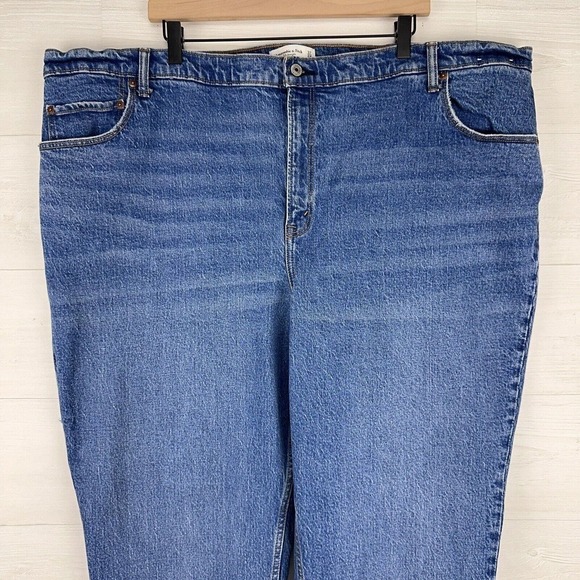 Abercrombie & Fitch The 90's Straight Ultra High Rise Jeans Blue Sz 37 / 24 Long - Picture 3 of 15